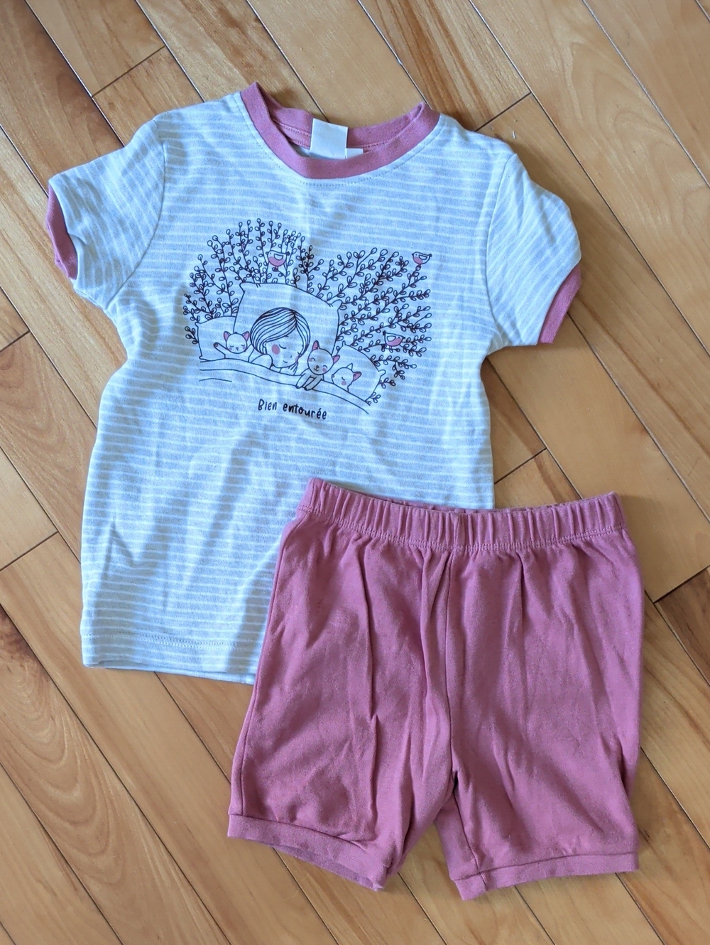 Kids Short Sleeve Pajama Set in Dusty Pink